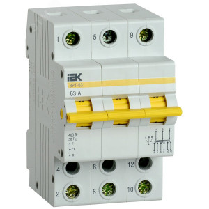 Выключатель-разъединитель трехпозиционный 3п ВРТ-63 63А IEK MPR10-3-063