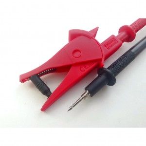 BC55-70060, Щупы с крокодилами для мультиметра, длина кабеля-1м., PVC cables , 42 cores двойная изоляция, 3,6mm, крокодилы большие пластиковые, резьба М4