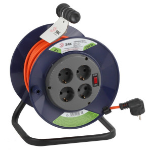Удлинитель силовой RPx-4es-3х1.0-20m на пластиковой катушке c заземлением 4 розетки 20м ПВС 3х1мм2 Б0043054