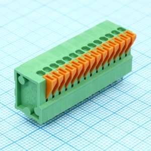 DG141V-2.54-14P-14-00A(H), Нажимной безвинтовой клеммный блок 14 контактов. Зажим типа торцевой контакт. Серия DG141V-2.54