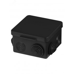 Распаячная коробка ОП 80х80х50мм, крышка, IP54, 7вх., черная, инд. штрихкод SQ1401-0912