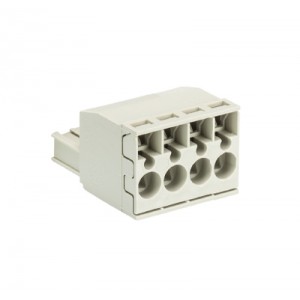 Розетка Wiecon 8213 BFK / 4 TOP K OB, Розеточный разъем, угловой, на кабель, шаг: 5.08 мм, 4 полюса, фиксация провода пружинная, исполнение: без маркировки, 400V, 12А, цвет: серый