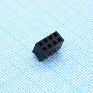 DS1023-11-2X4B8XBS, Гнездо на плату SMD 2x4 конт., шаг 2.54мм, высота 7.4мм, позолоч.