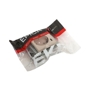 Механизм розетки с USB-C - 2шт, 16А, с заземлением, со шторками, кремовый Эпика EKF UP1-SOI-111-2USBC