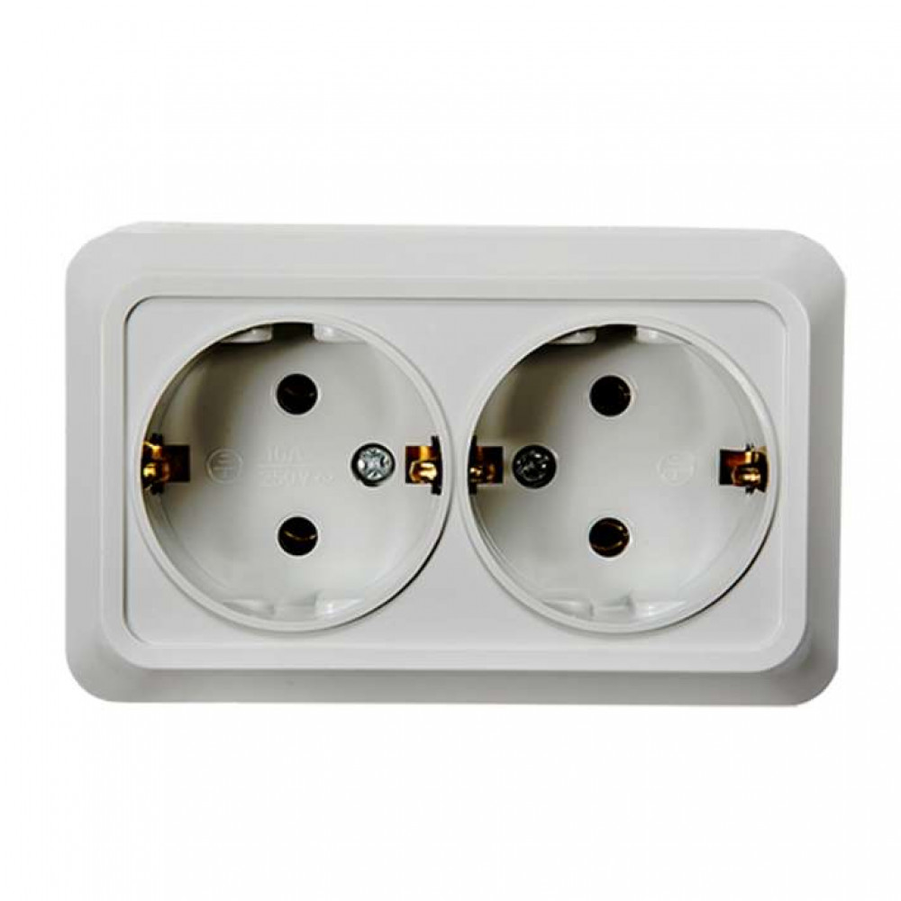 Изображение товара Розетка наклонная BOLLETO 2-м с заземлением белая