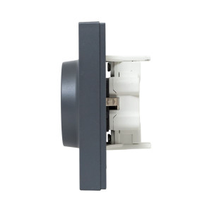 Механизм розетки двойной, 16А, с заземлением, со шторками, с рамкой, графит Эпика EKF UP1-SOG-211