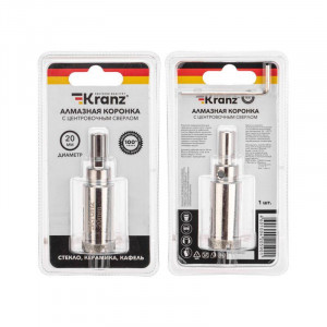 Коронка алмазная 20 мм по керамограниту с центровочным сверлом KR-92-0006