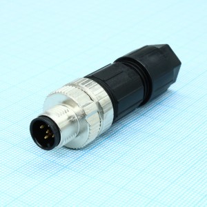 SACC-M12MS-5PL M, Разъем, Универсальный, 5-полюсн., неэкранированный, Штекеры прямое M12, Кодирование: A, Зажимы Push-in, материал накатанной гайки: Цинк. литья под давлением, с никелевым покрытием, наружный диаметр кабеля 4 мм ... 8 мм