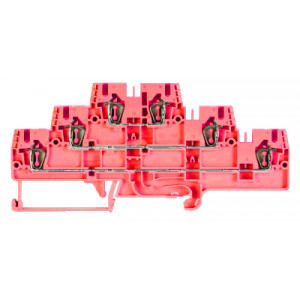 Этажная клемма WKFN 2,5 E3/35 Red, Этажная клемма, 3 этажа, тип фиксации провода: пружинный, номинальное сечение: 2,5 мм кв., 20A, 500V, ширина: 5 мм, цвет: красный, тип монтажа: DIN35