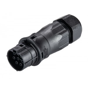 Разъем RST20I7S B1 ZR3 SW, Розеточный разъем на кабель диам. 13-18 мм, IP68(69k), 7 полюсов, винтовая фиксация провода, номинальные характеристики: 250/400V, 20A, цвет: черный, серия RST Classic