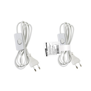 Шнур с выключателем и плоской вилкой "Народный" ШВВП 2х0,5мм2 2м. белый SQ1305-0041