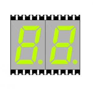 GCS0302DR3A1GD, 2-х разрядный сегментный индикатор smd 7,62мм/красный/638нм/15-45мкд/ОА