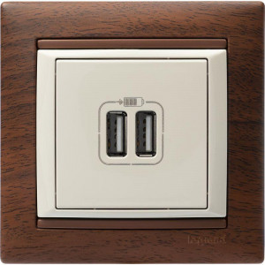 VALENA Розетка двойная USB слоновая кость 774170