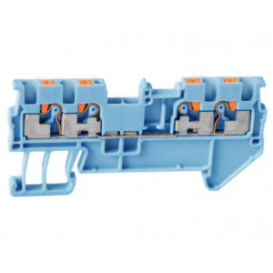 Проходная клемма UJ6-1.5/2X2(BU), Проходная клемма, 4 точки подключения, тип фиксации провода: Push-in, номинальное сечение: 1,5 мм кв., 17,5A, 500V, ширина: 3,5 мм, цвет: синий, тип монтажа: DIN35