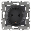 Розетка 1-м СП 2 12-2102-05 16А IP20 16AX 250В 2P+E Schuko защ. шторки механизм антрацит Б0014691