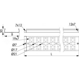 Лоток перфорированный 50х50 L=3000мм толщина 1.0мм цинк-ламельный 3526010ZL