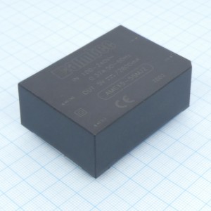 AME15-5SMJZ, AC/DC, 15Вт, вход 85…264В, выход 5В/2.8А, изоляция 4000В AC, КПД 78%, максимальная емкостная нагрузка не более 8000мкФ, 62x45x22.5мм, -40…70°C, пластик