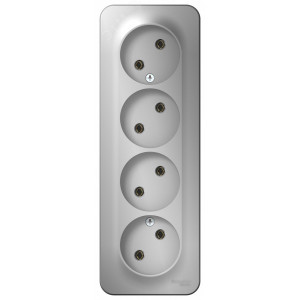 Розетка 4-м ОП Blanca 16А IP20 250В без заземл. без защ. шторок с изолир. пластиной алюм. SE BLNRA000413