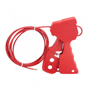 gwrL01, Блокиратор тросовый, стальной трос в ПВХ-оболочке, материал зажима – нейлон, длина троса – 2.4 м, диаметр троса – 3.5 мм, цвет – красный, 1 шт/упак