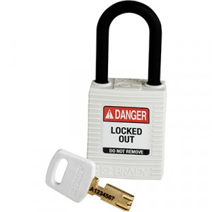 gws150365, Замок SafeKey нейлоновый с пластиковой дужкой, высота дужки – 38 мм, диаметр дужки – 6.4 мм, нейлоновый корпус, размеры корпуса – 46х38х19 мм, цвет – белый, 1 шт/упак