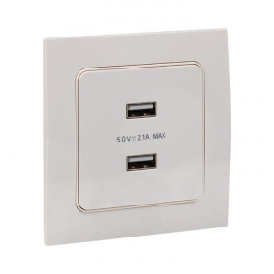 Розетка USB 2-м Стокгольм 2.1А механизм бел. PROxima EYR16-028-10-2USB