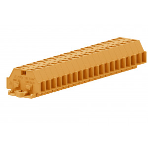 Проходная клемма (MINI) 241302, Проходная клемма, MINI, боковой подвод кабеля, 2 точки подключения, тип фиксации провода: пружинный, номинальное сечение: 2,5 мм кв., 24A, 500V, ширина: 6 мм, цвет: оранжевый, тип монтажа: монтажные фланцы