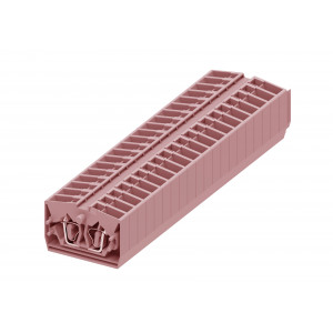 Проходная клемма (MINI) 254329, Проходная клемма, MINI, верхний подвод кабеля, 2 точки подключения, тип фиксации провода: пружинный, номинальное сечение: 2,5 мм кв., 24A, 800V, ширина: 6 мм, цвет: розовый, тип монтажа: без фиксации