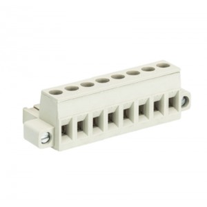 Розетка Wiecon 8213 B / 8 F, Розеточный разъем, угловой, на кабель, шаг: 5.08 мм, 8 полюсов, фиксация провода винтовая, исполнение: с монтажными фланцами, с маркировкой, 400V, 12А, цвет: серый