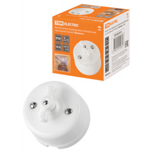 Выключатель фарфоровый поворотный проходной с ручкой (бантик) 10А белый «Болонь» SQ1820-0011