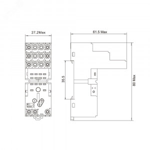Колодка 3-х уровневая с винтовыми клеммами для реле на 2 группы контактов версии IR-W2CO (без магнита) IR-B2W-SC-2