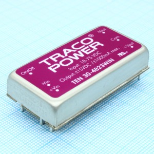 TEN 30-4823WIN, Преобразователь DC/DC на печатную плату вход 48В двуполярный выход 15В/-15В 1A 30Вт 6-Pin