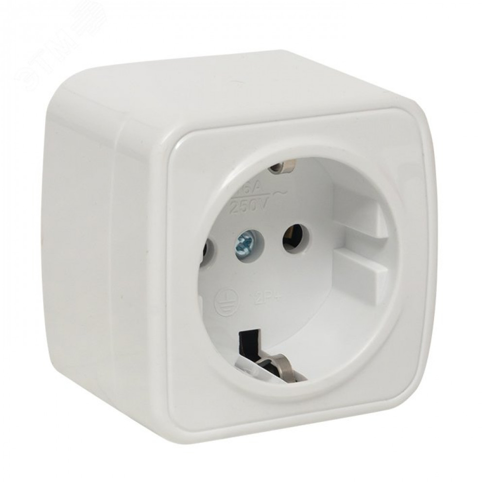 Изображение товара Розетка 1-местная с заземлением белая EKF EGR16-028-10