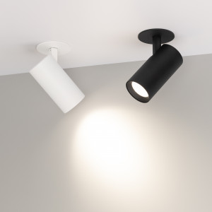 Светильник LGD-LUMOS-R55-9W Day4000 (WH, 25 deg, 230V) 034145, Встраиваемый поворотный светильник для потолка. Мощность 9 Вт, св. поток 666 лм, 74 лм/Вт, дневной 4000 K, CRI>90, угол 25°, напряжение питания 230 В. Белый корпус из алюминия, линза PC, степень защиты IP20.