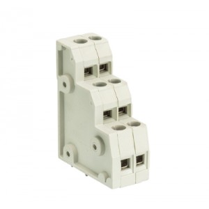 Клемма Wiecon 8195 D/ 2/ 6 OB, Клемма, 3 этажа, горизонтальный подвод кабеля, на плату, шаг: 5.0 мм, 6 полюсов, фиксация провода винтовая, исполнение: без маркировки, 300V, 10A, цвет: серый