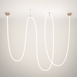 Светильник SP-TROPIC-SURFACE-R18-L10000-110W Day4000 (GD, 360 deg, 230V) 043400, Подвесной светильник. Мощность 110 Вт, св. поток 7455 лм, 67 лм/Вт, дневной 4000 K, CRI>90, угол 360°, напряжение питания 230 В. Золотой круглый корпус из стали, силиконовая герметичная лента, степень защиты IP20. Размер: общая высота чаши 85 мм, высота ч