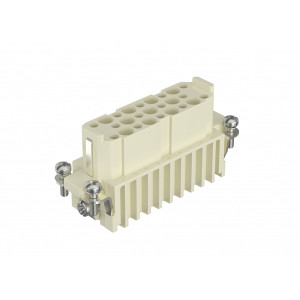 Розеточная контактная вставка HD-025-FC, Розеточная контактная вставка, обжимная фиксация, 25 полюсов + PE, типоразмер 16A, 250V, 10A, (обжимные контакты поставляются отдельно)