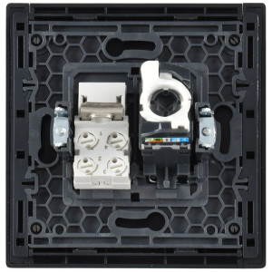 FORTE&PIANO Розетка двойная RJ11+RJ45 кат.5E FP135 черный IEK FP-KT20-O-1-K02