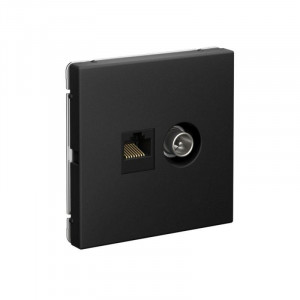 Розетка компьютерная + телевизионная 2-м ArtGallery RJ45 + TV кат.5E карбон SE GAL001089