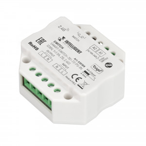 INTELLIGENT ARLIGHT Релейный модуль SMART-SWITCH-701-72-PS-IN (230V, 1x1.5A, ZB, 2.4G) 035308, Выключатель для любых видов нагрузки AC 230V. Напряжение питания AC 100-240V, максимальный ток нагрузки 1.5А. Управление 2.4G+WiFi, интерфейс Tuya (через Tuya ZigBee шлюз), поддерживается управление ЯНДЕКС АЛИСА, совместим с приложением INTELLIGENT ARLIGH
