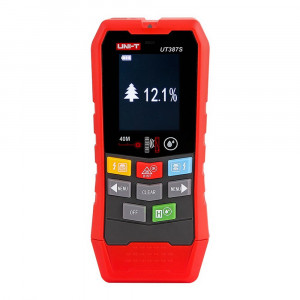 UT387S, Детектор стен, проводки, черные металлы 100мм, цветные металлы 80мм, дерево 38мм, электрический провод переменного тока 40мм. Лазерный измеритель расстояния до 40м. Измерение влажности древесины от 6% до 40%