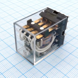 HLS-4453 (18F) 24VAC, реле, 4 переключающих контакта 250VAC 4А, катушка 24VAC, потребление катушки 1.2VA  / 28*21.5*35.5мм