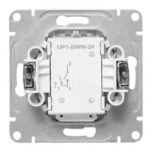 Механизм выключателя, двухклавишный, с подсветкой, белый Эпика EKF UP1-SWW-24