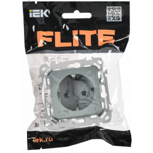 FLITE Розетка с заземлением без защитных шторок безвинтовое крепление 16А РС11-1-ФлС серый IEK FI-R11-16-1-K03