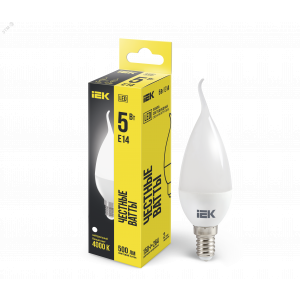 Лампа светодиодная Eco 5Вт CB35 свеча на ветру 4000К нейтр. бел. E14 450лм 230-240В LLE-CB35-5-230-40-E14