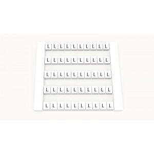 Маркировка (в кассетах) DEK5-50P-19-152Z(H), Кассета с маркировочными шильдиками, для клемм сечением 2,5 мм.кв., боковая, 50 шильдиков, нанесенные символы: L, с вертикальным расположением, размер шильдика: 4,8 x 5,5 мм, цвет: белый