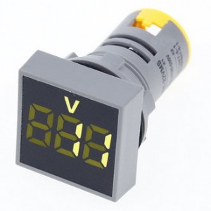 DMS-142, Цифровой LED вольтметр AC 20-500В, XM16-22FSV, желтый, установка на панель в отв d=22мм
