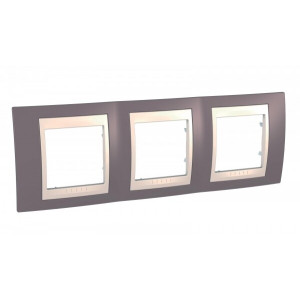 UNICA ХАМЕЛЕОН РАМКА 3-постовая, горизонтальная, БЕЖЕВЫЙ/ ЛИЛОВЫЙ C3(5) MGU6.006.576