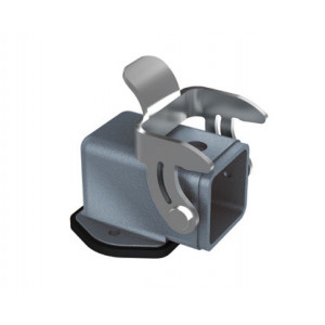 Открытое основание разъема H3A-OMS-1LS, Основание разъема на панель, открытое, типоразмер 3A, угол 90 град., без уплотнителя, с одной металлической защелкой, без защитной крышки, материал корпуса: алюминиевый сплав