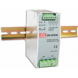 DR-UPS40, DC-DC, DIN-рейка контролер для UPS систем для аккумуляторов 4…12а*ч, вход 24…29В DC, выход 21…29В/40А, 125.2х55.5х100мм, -20…+70°С