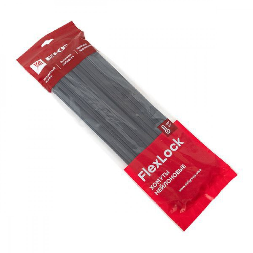 Изображение товара Хомут P6.6 стандартный 7.6x350, кабельные стяжки, 100 шт, черные